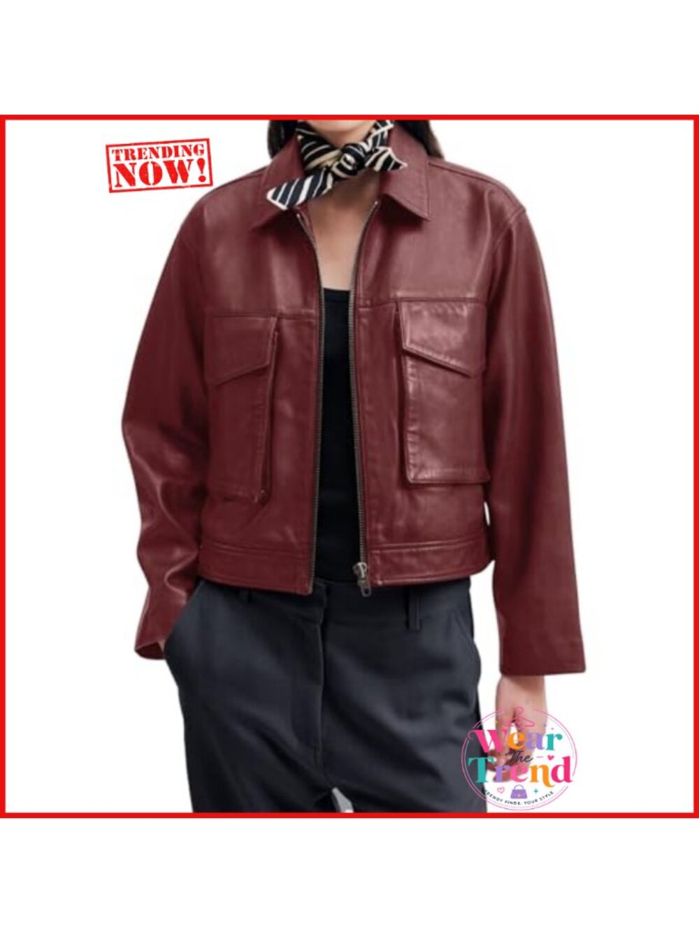 Faux Leather Motorcycle Bomber Jacket Cropped Zip Up Moto Coat